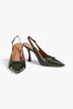 Jama 90 croc-effect leather slingback pumps