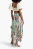 Crystal-embellished printed silk-georgette maxi skirt