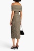 Ruched jersey midi skirt