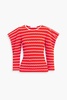 Ruffled striped pointelle-knit top