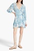 Ruffled printed voile mini wrap dress