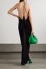 Open-back ruched satin-jersey halterneck maxi dress