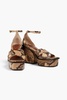 Snake-effect leather platform sandals