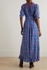 Loretta belted embroidered floral-print woven maxi dress