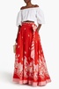 Printed linen and silk-blend maxi skirt