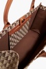 Leather-trimmed jacquard tote