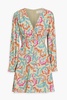 Eve button-detailed printed crepe mini dress