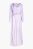 Carmen belted polka-dot satin maxi dress