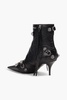 Cagole embellished pebbled-leather ankle boots