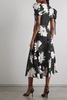 Embellished floral-print silk-twill midi dress