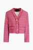 Cropped frayed tweed jacket