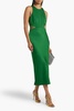 Drew corded lace-paneled satin midi dress