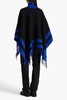 Highlands fringed striped wool-blend jacquard poncho