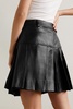 Pleated leather mini skirt