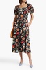 Floral-print cotton-twill midi dress