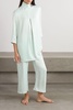 Feather-trimmed satin pajama set