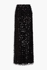 Sequined open-knit layered silk-voile maxi skirt