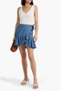 Memphis ruffled cotton and TENCEL™-blend chambray mini wrap skirt