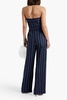 Chara strapless striped linen-blend wide-leg jumpsuit