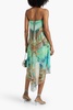 Strapless printed silk crepe de chine mini dress