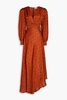 Estelle wrap-effect satin-jacquard midi dress