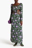 Cuarzo Peonia Ocaso cutout floral-print linen-jacquard maxi dress