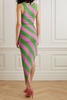 Abbas asymmetric ribbed striped silk midi dress