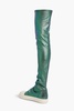 Iridescent leather-blend over-the-knee boots