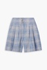 Alicia pleated checked linen shorts