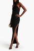 Charmaine twist-front stretch-crepe hooded gown