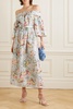 Bardot off-the-shoulder belted floral-print silk maxi dress