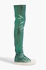 Iridescent leather-blend over-the-knee boots