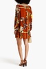 Embellished printed silk crepe de chine mini dress