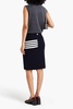 Striped waffle-knit pencil skirt