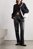 Faux leather straight-leg pants