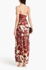 Ariel draped printed satin gown