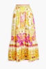 Crystal-embellished printed silk maxi skirt