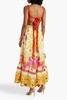 Crystal-embellished printed silk maxi skirt