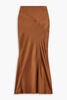 Sorelle paneled silk-blend satin midi skirt