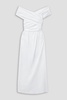 Corfu off-the-shoulder ruched cotton-blend poplin maxi dress