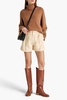 Pleated leather shorts