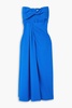 Samara strapless cutout cotton-seersucker midi dress