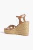 Braided leather espadrille wedge sandals