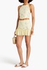 Omi cropped broderie anglaise-paneled macramé lace halterneck top