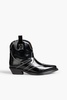 Glossed-leather ankle boots