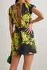 Anne cutout floral-print linen mini dress