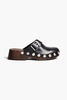 Studded leather clogs