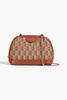 Leather-trimmed jacquard cross-body bag