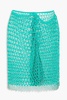 Sato beaded fringed crochet-knit pareo