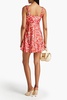 Simie gathered floral-print silk-satin mini dress